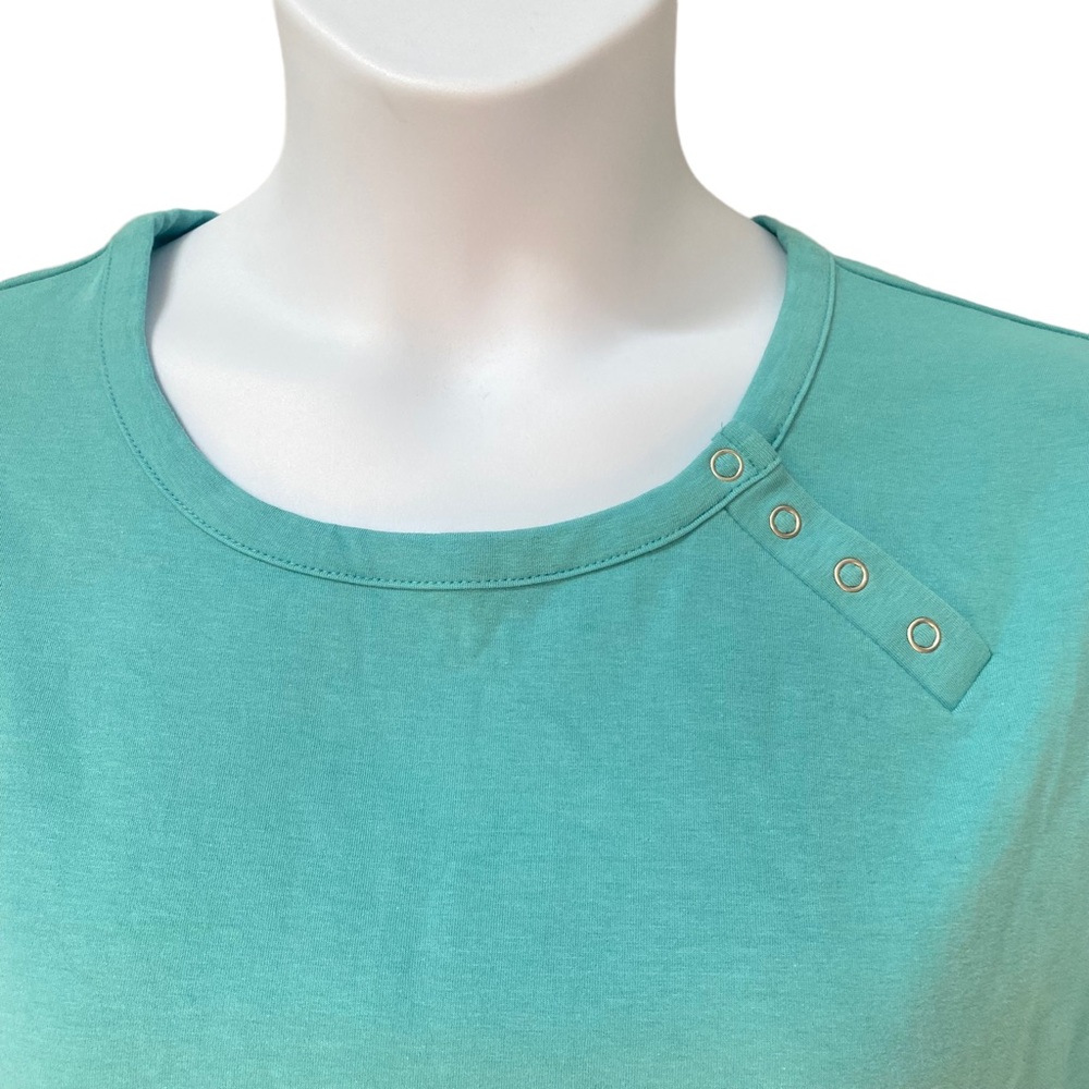 Denim & Co Brand Turquoise Aqua Blue Long Sleeve Shirt Womens Size XL - Picture 2 of 4